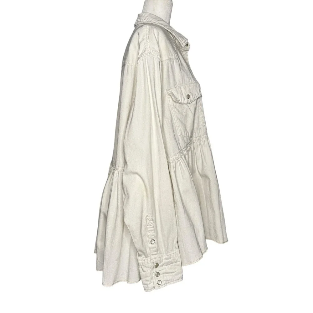 We The‎ Free by Free People "Dylan" Peplum Cotton Denim Shacket – Women's Large - Picture 6 of 13
